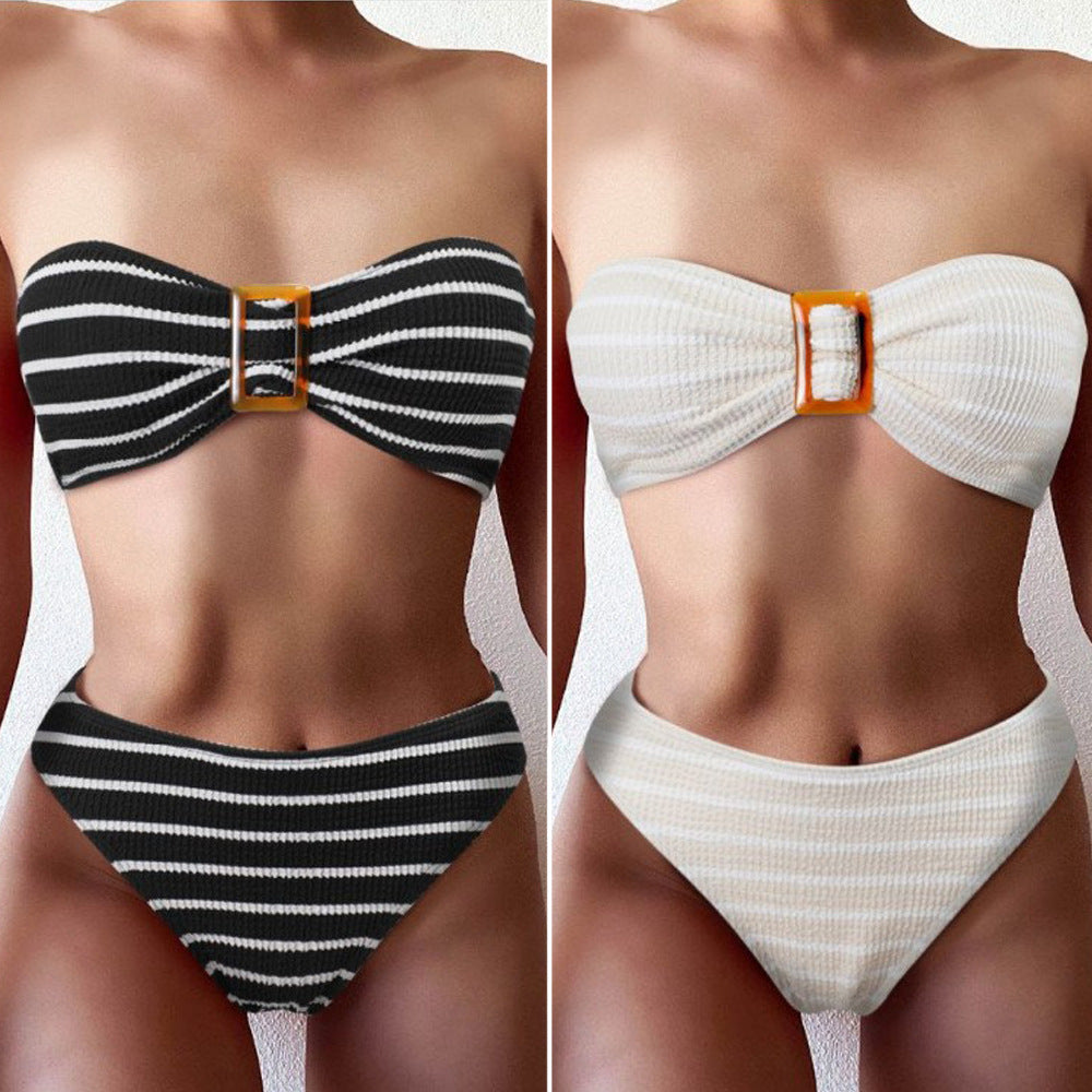 Swimsuit sexy striped tube top bikini swimsuit female bikini