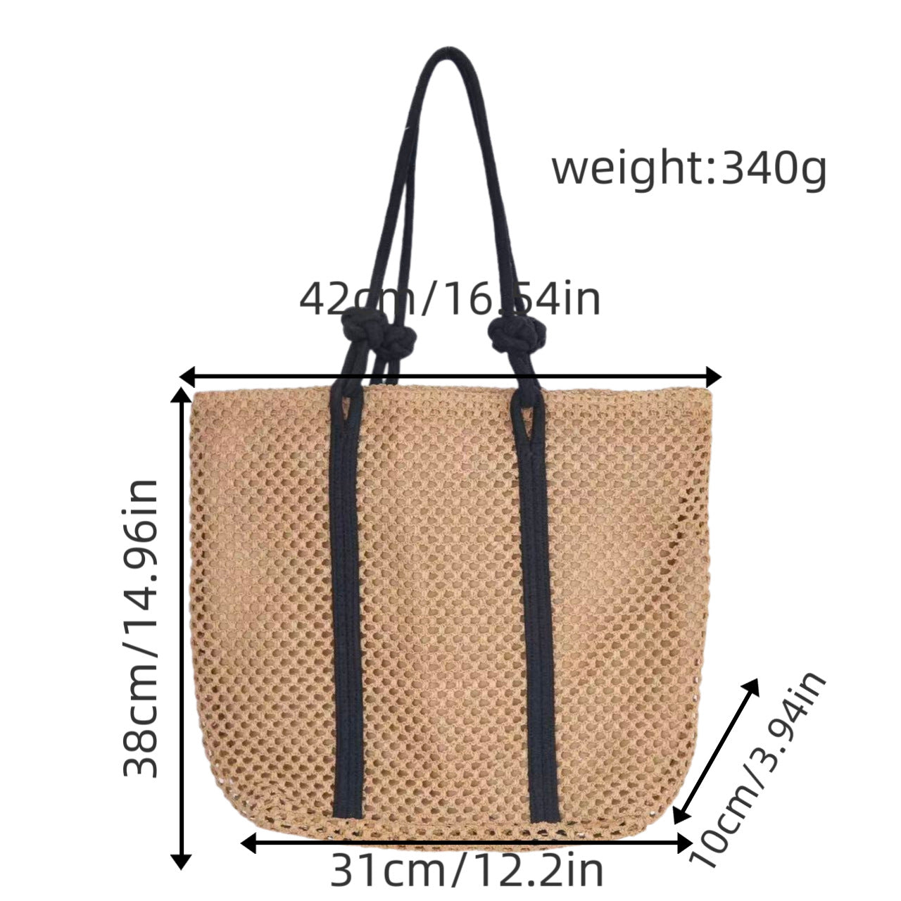 Embroidered Cotton Rope Strap Straw Bag – Hollow-Out Woven Beach Tote, Vacation Shoulder Purse