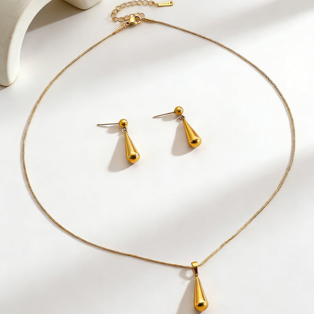 Fashion Luxury Minimalist Stainless Steel Water Drop Pendant Necklace Women Dainty Clavicle Chain