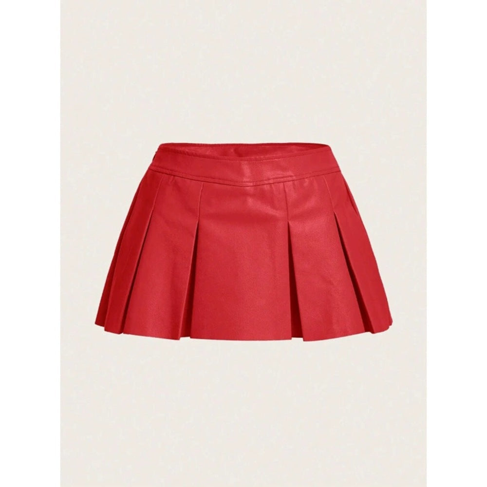 Women's Sexy Crop Top Leather Skirt