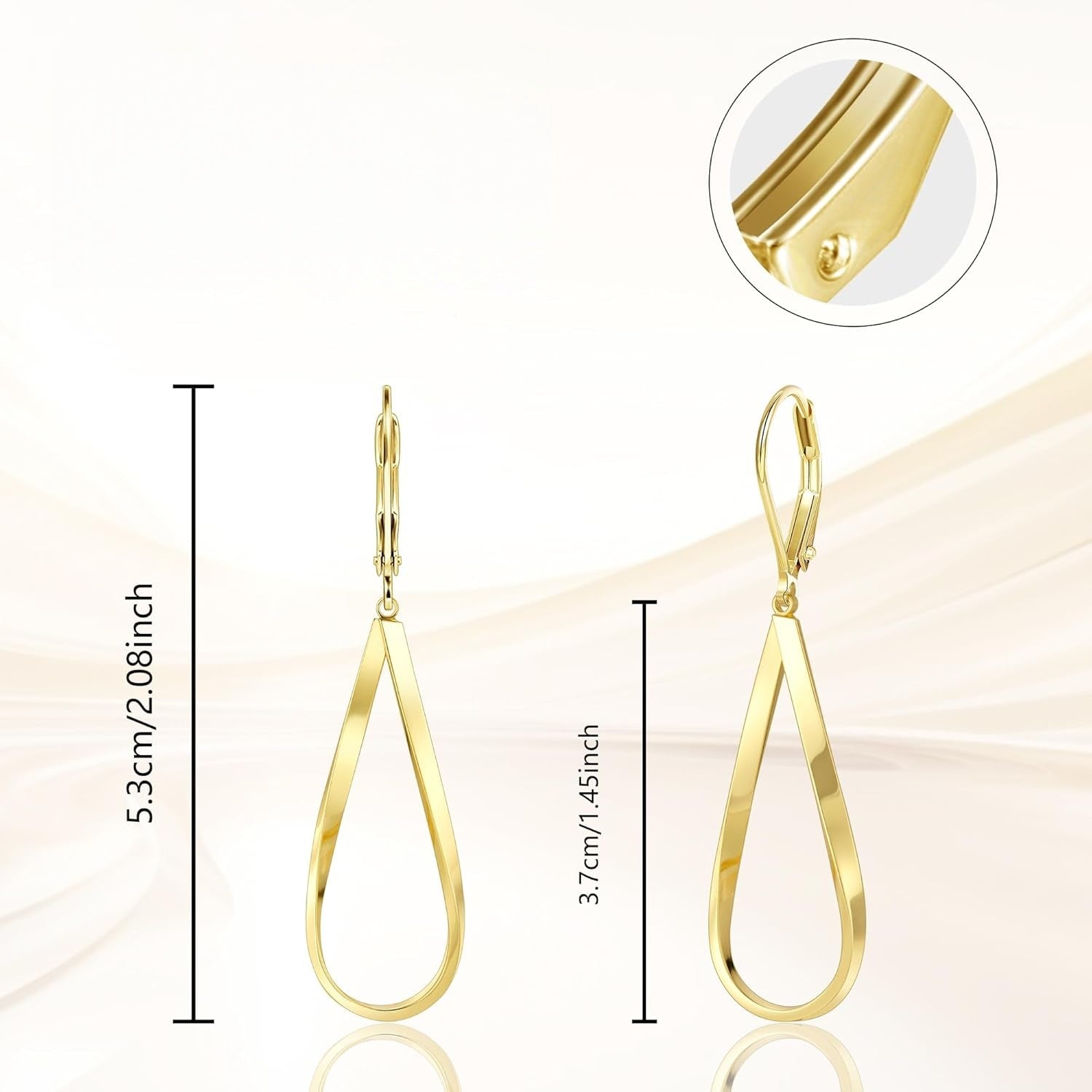 Gold Earrings for Women Hypoallergenic Leverback Drop Dangle Earrings Trendy 14K Gold Plated Twisted Spiral Teardrop Rhombus Heart Dangle Earring for Women Dainty Fashion Jewelry Gifts
