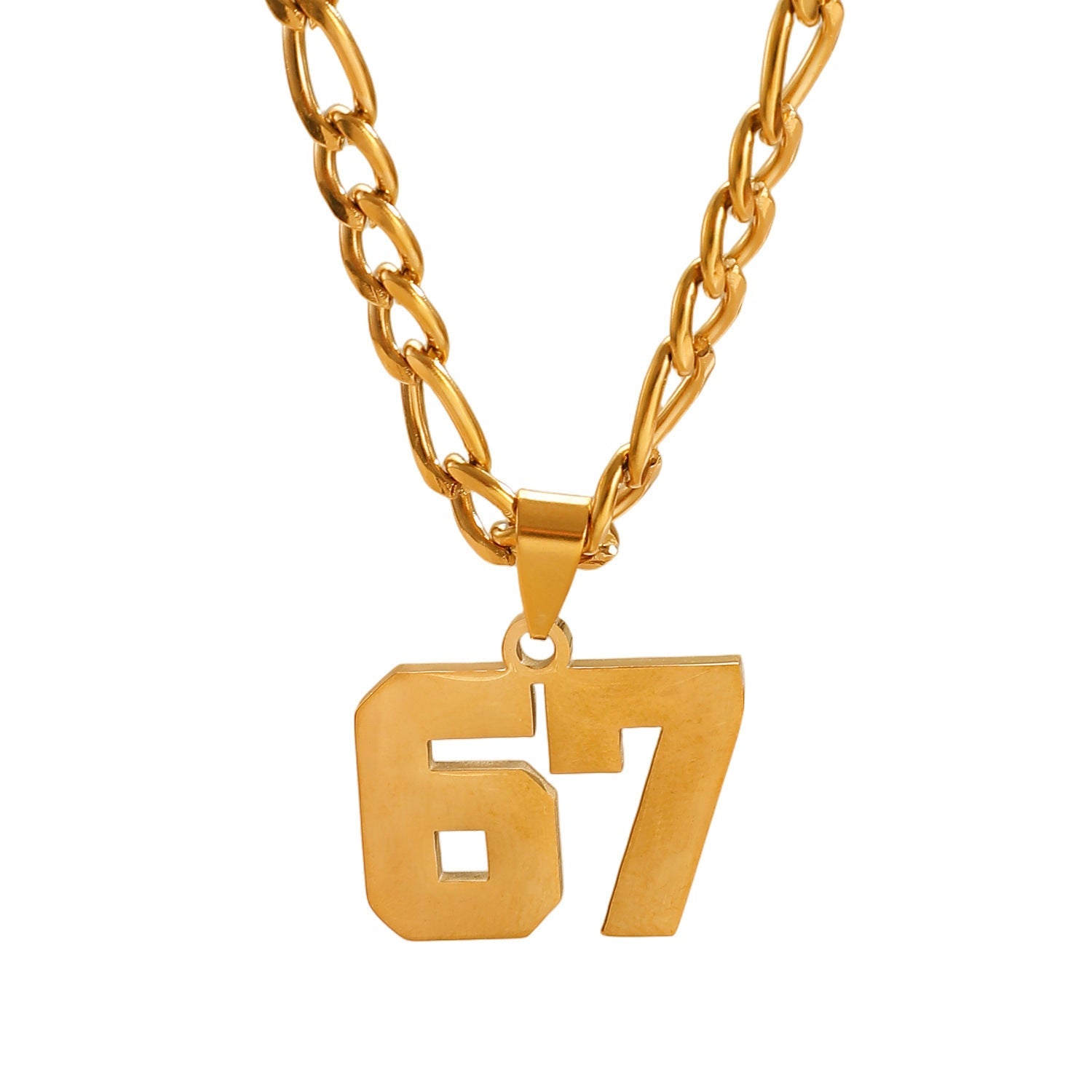 Custom Jersey Number 67 Stainless Steel Pendant Necklace Athlete Basketball Football Jewelry