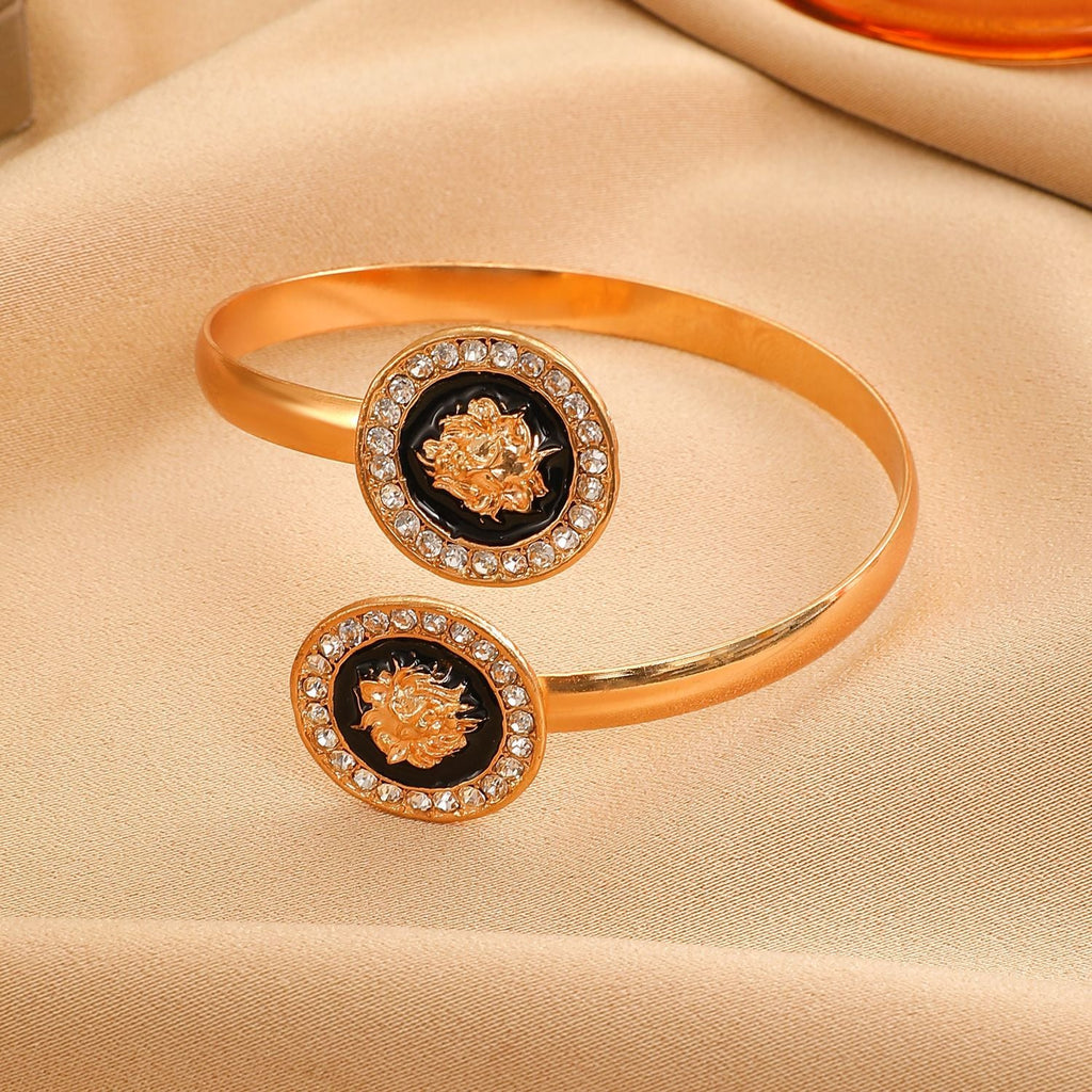 Trendy Lion Head Studs Necklace Ring Set for Women Daily & Party