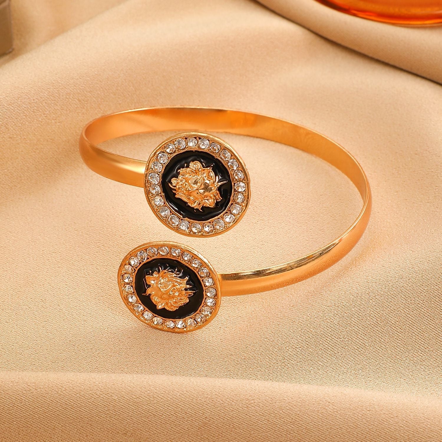 Trendy Lion Head Studs Necklace Ring Set for Women Daily & Party