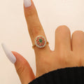 Luxury Oval Zircon Inlaid Ring French Vintage Elegant Dainty Index Finger Ring