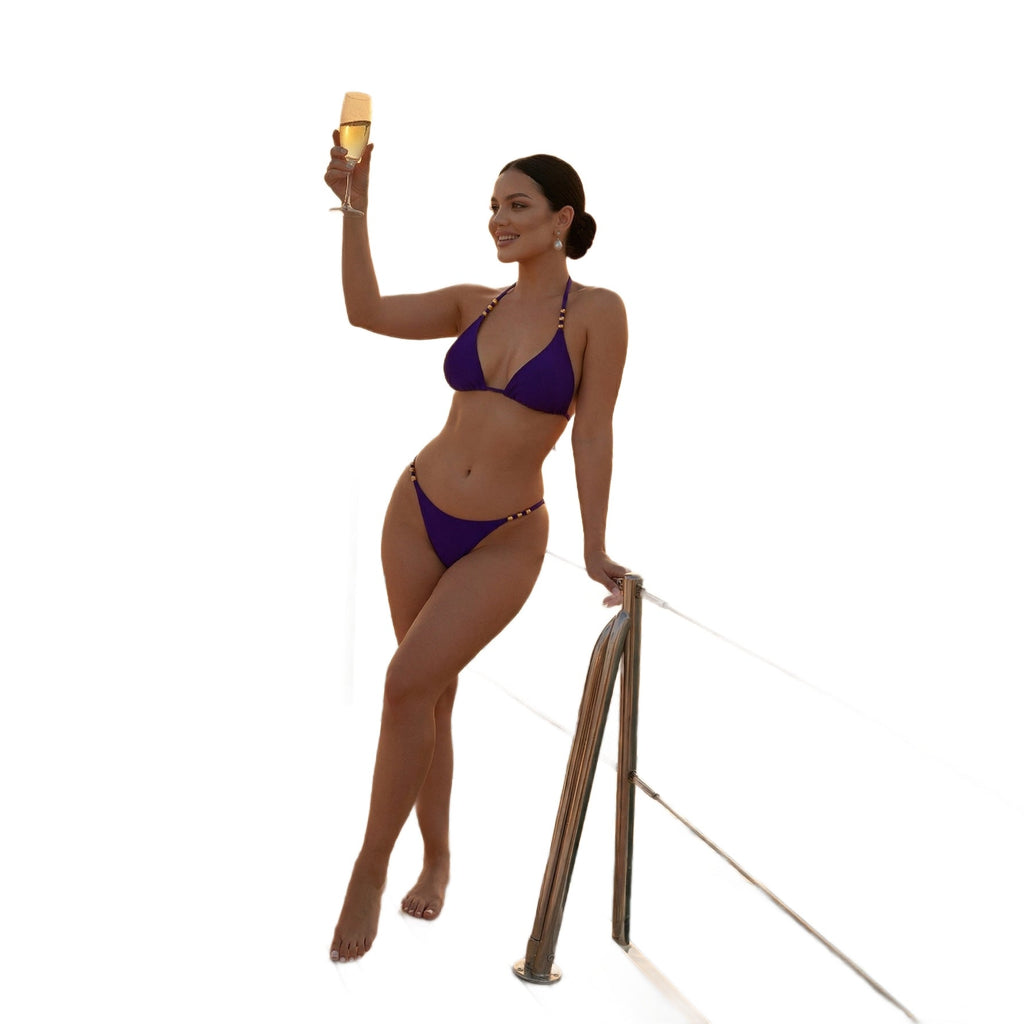 Women's Halter Strap Bikini Separate Swimsuit Solid Color Sexy Hot Girl Swimwear Slimming