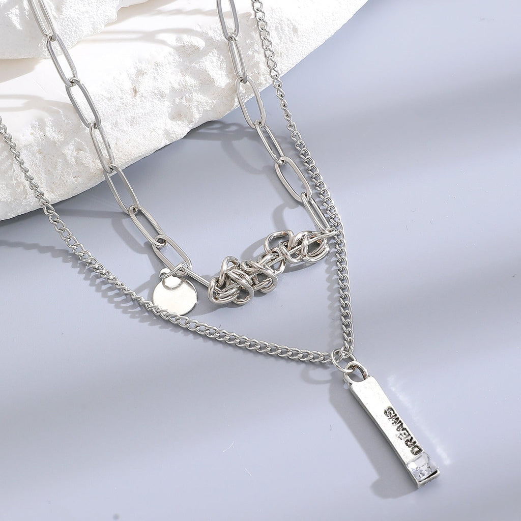 Double Layer Stacked Sweatshirt Necklace Sweet Cool Luxury Long Sweater Chain Autumn Winter