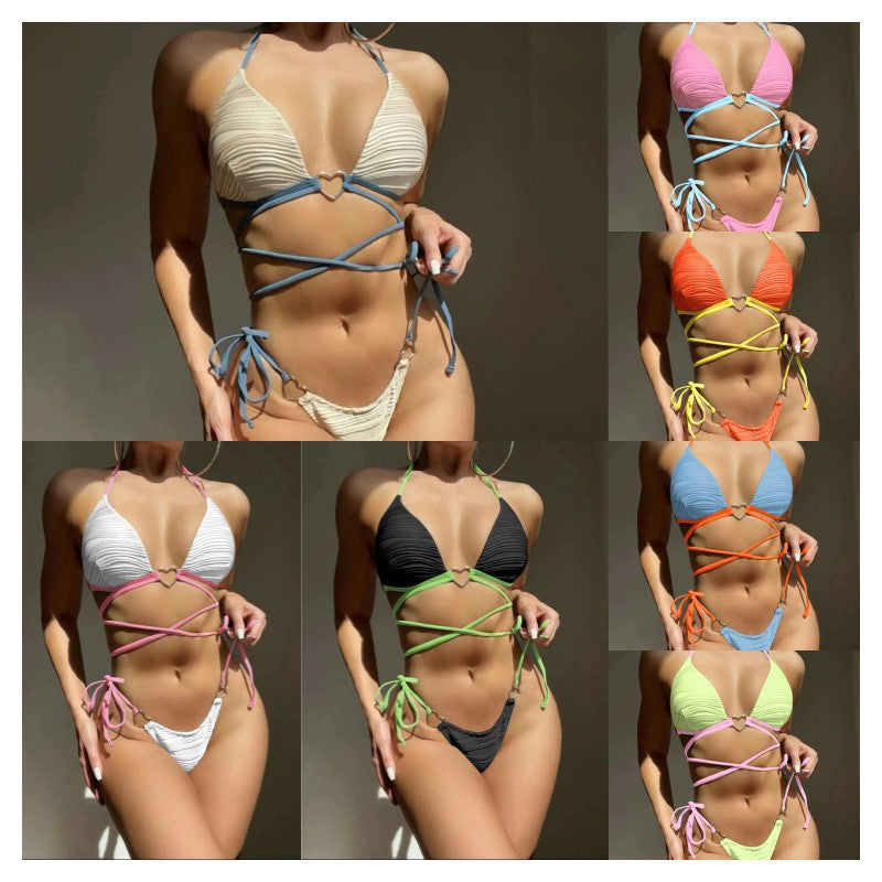 Two Piece Hard Cup Bikini Women's Swimsuit Backless Bathing Suit