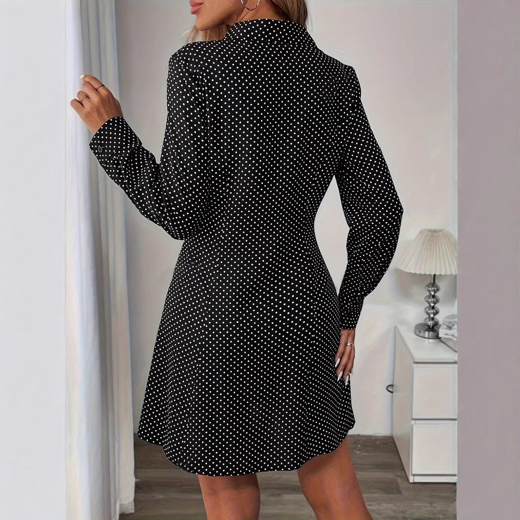 Women's Summer Solid Color Polka Dot Dress Women's Shirt Skirt