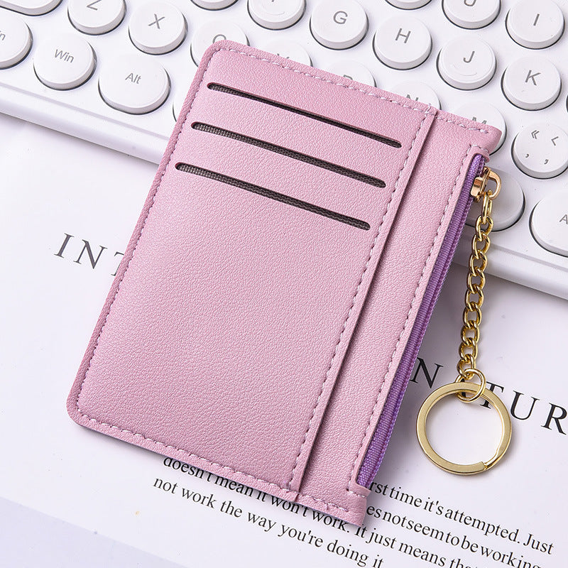 Ultra-thin new card bag for women, small and simple multi-card zipper change bag, large-capacity ID card holder, card holder.