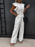 High Waist Commuter Strap-Up Jumpsuit - Summer Wide Leg Streetwear Jumpsuit