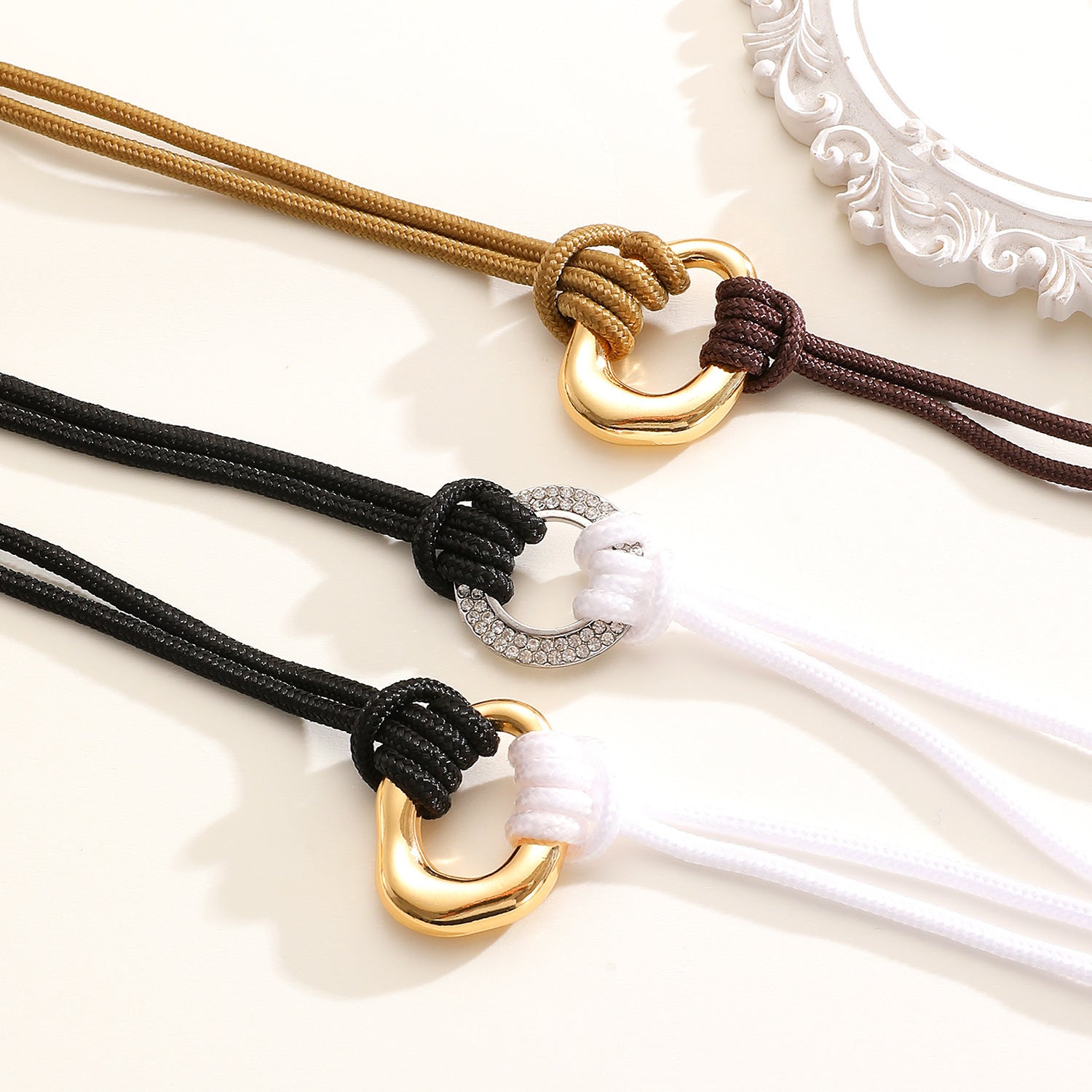 Vintage Round Rope Handmade Knot Choker Geometric Pendant