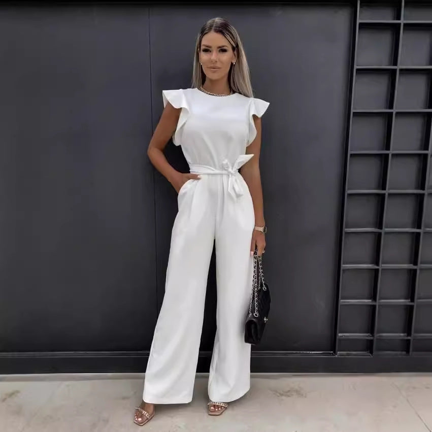 High Waist Commuter Strap-Up Jumpsuit - Summer Wide Leg Streetwear Jumpsuit