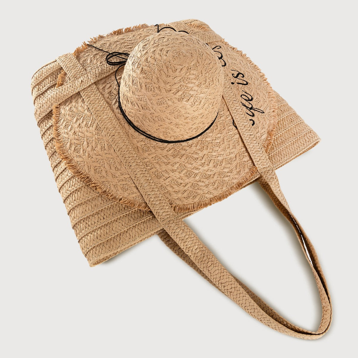 Straw Bag with Matching Hat – Vacation Woven Set, Women’s Beach Tote & Sun Hat Duo