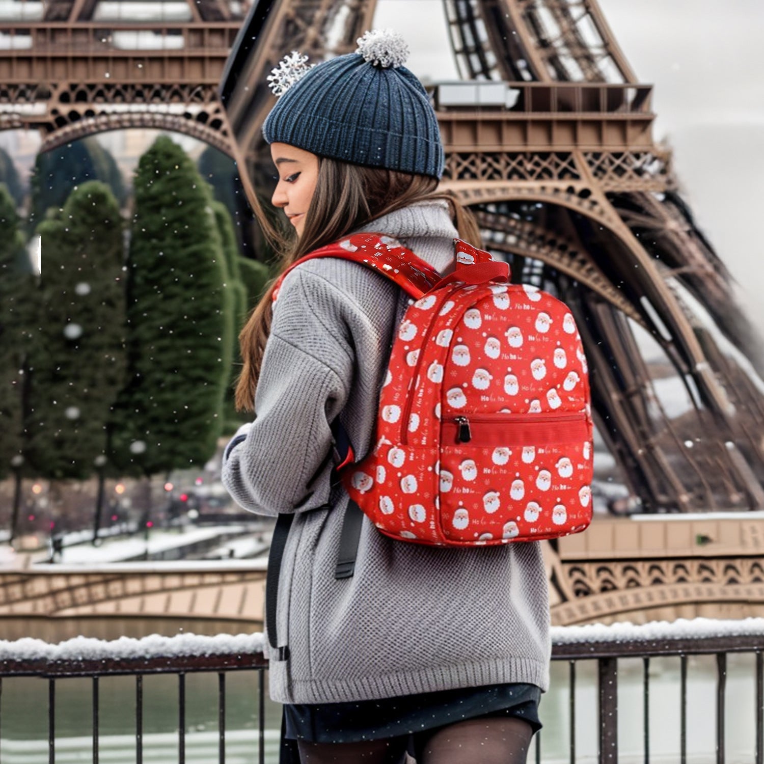 Nylon waterproof printed backpack, stylish large capacity women's travel backpack purse, storage backpack,