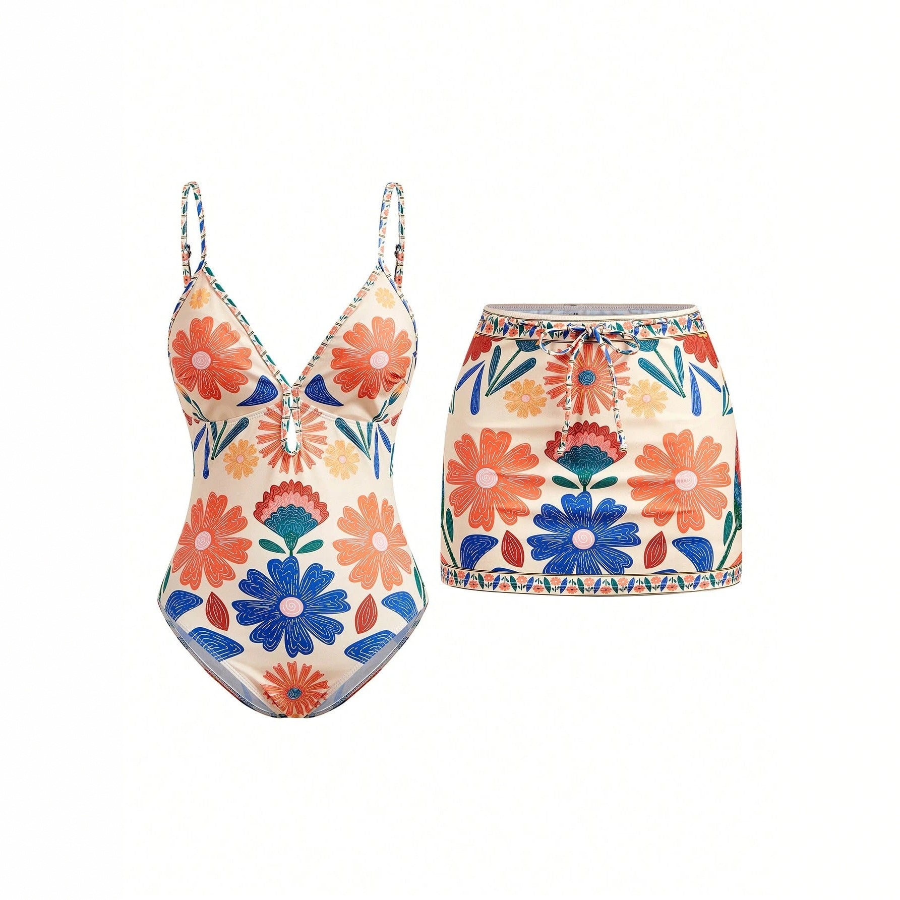 Women's Printed Bohemian Flowy Sling Vacation Style Swimsuit
