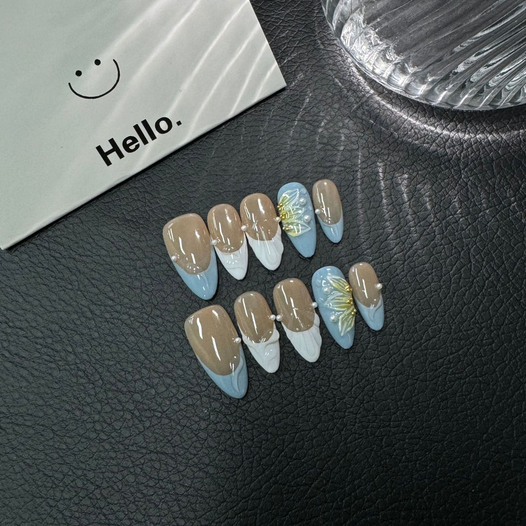 Original Spice Girl Almond Nail Three-dimensional Carving Sweet Pure Desire Wear Wholesale
