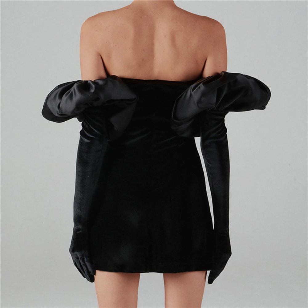 Women's Velvet Wrap Mini Dress - Sexy Backless & Off-Shoulder Party Dress