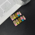 Hand painted sweet cool three-dimensional engraved patch French gradual change blush nail sweet wear