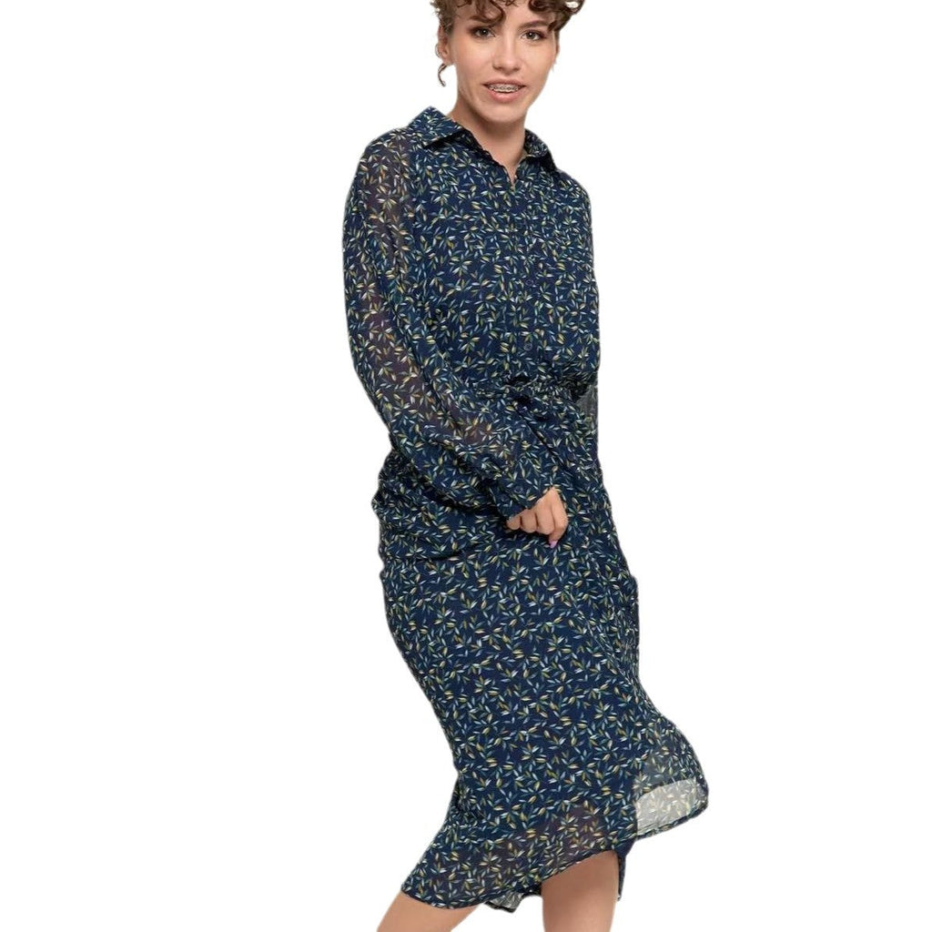 Fashion Floral Print Cardigan Dress – Loose Long Sleeve Shirt Midi, Open-Front Layering Piece