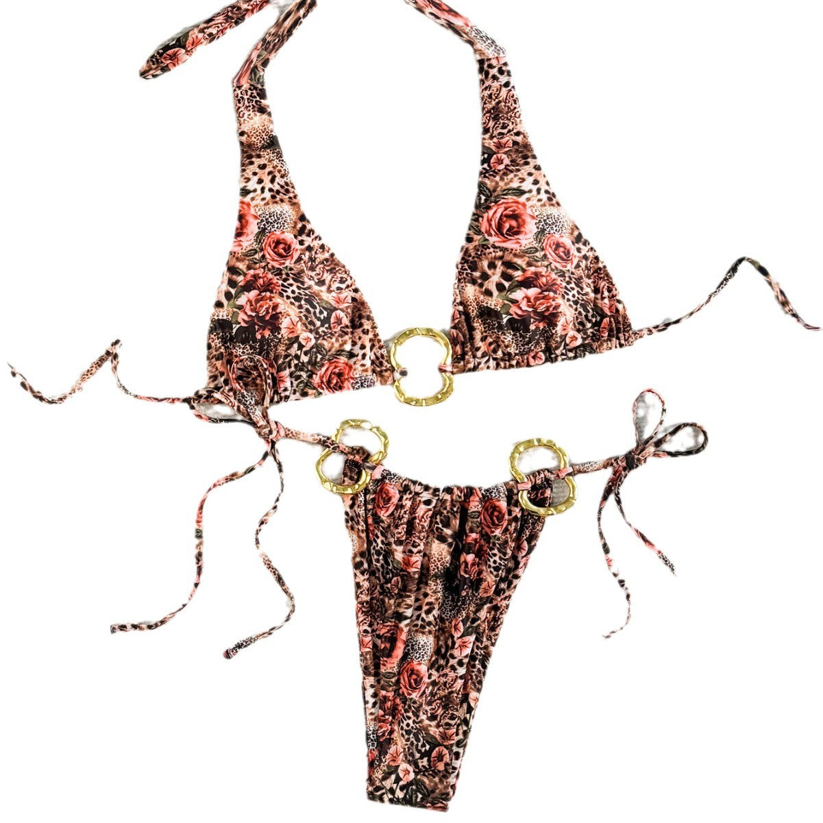 Swimsuit female sexy slim halter strap printed briefs bikini bikini