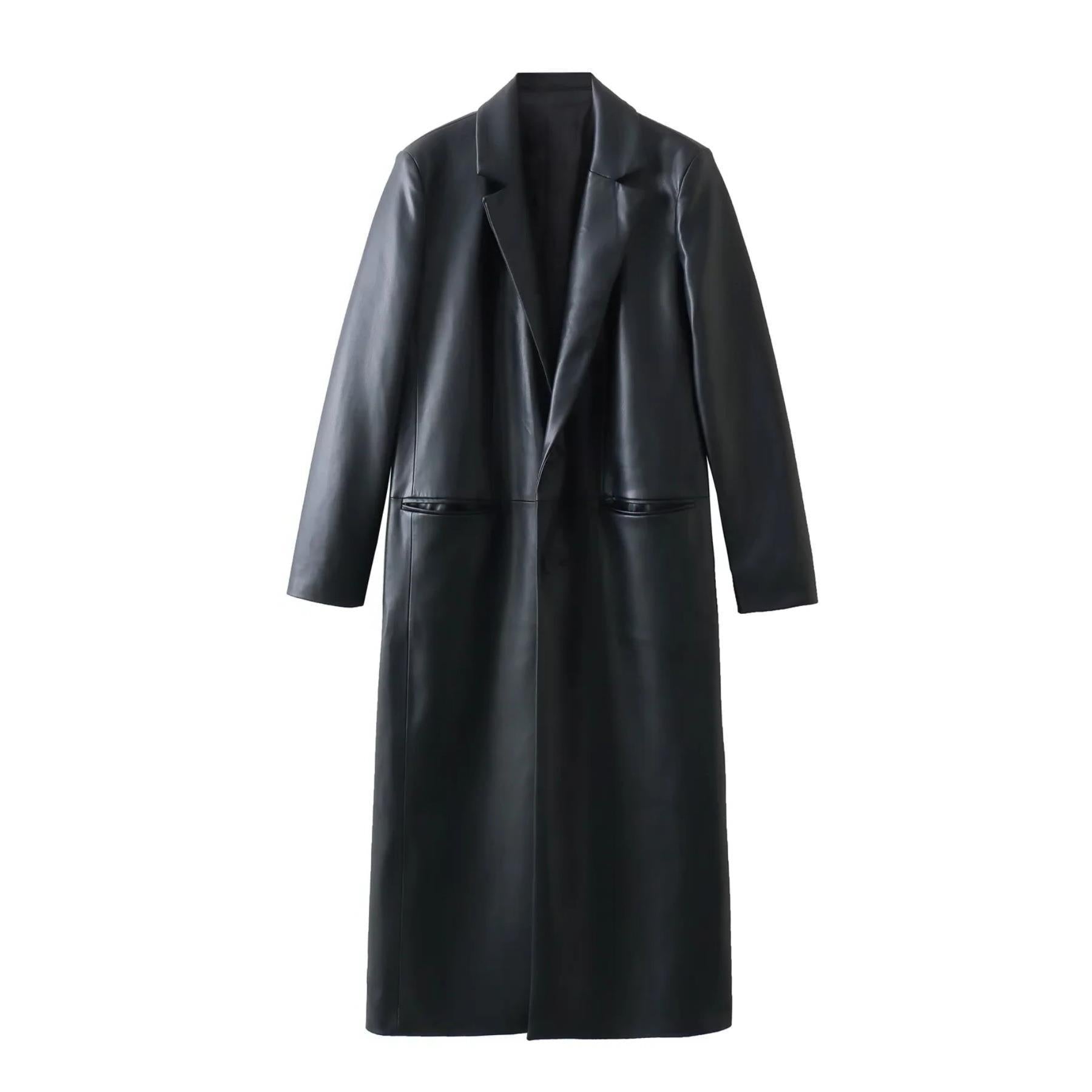 Women's Loose-Fit Faux Leather Coat