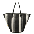 Trendy Canvas Shoulder Tote – Fashion Stripe Large Handbag, Casual Weekender Shopper