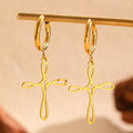 Cross Pendant Stainless Steel Clavicle Chain & Earrings Set Simple Daily Jewelry