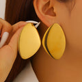 Exaggerated Stainless Steel Smooth Oval Studs Punk Minimalist Irregular Earrings