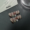 Hot Sale Hand Painted 3D Carving White Premium Medium and Long Press on Nails