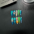 Original Fashion Ocean Pinch Carved Jellyfish Series Press on Nails Wholesale