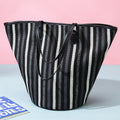 Women’s Winter Canvas Tote – Premium Large Striped Shoulder Bag, Minimalist Custom Wholesale Handbag