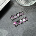 Original Punk Hottie Purple Cat's Eye Hand Painted Handmade Press on Nails Sweet Cool Temperament White