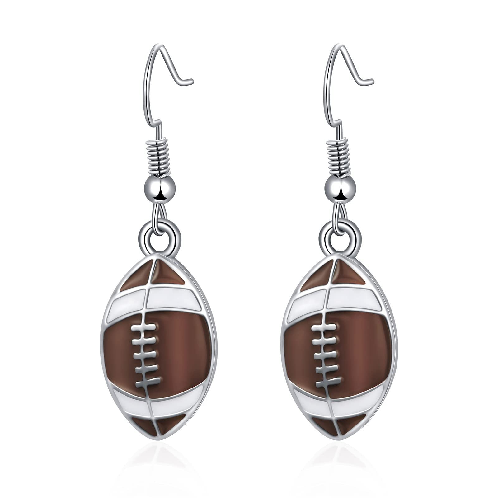 Rhinestone Football & Rugby Earrings for Women - Sparkling Sports Fan Dangle Drop Stud Earrings