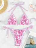 Printed Two-Piece Bikini Set with Adjustable Straps Women's Swimsuit