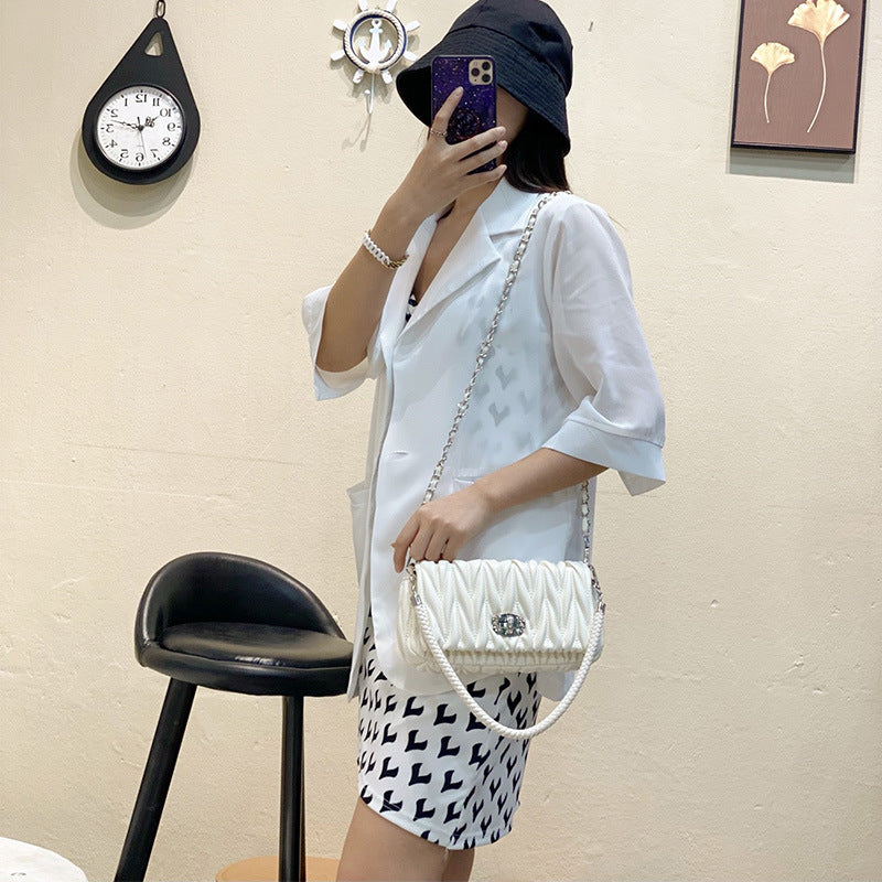 Women's Rhombus Diamond Chain Bag - Small Hobo Crossbody Shoulder Bag