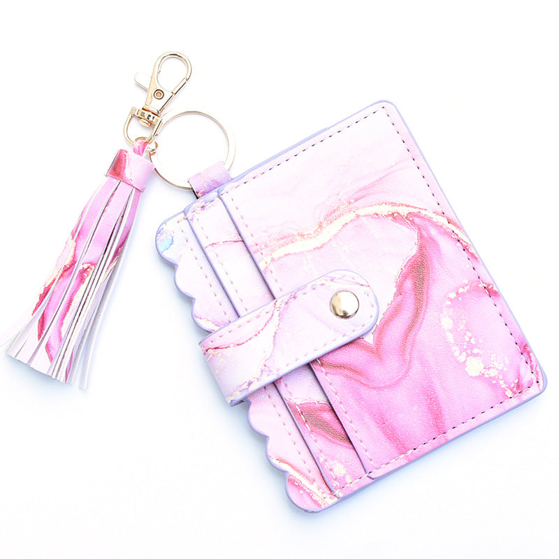 Personalized PU leather printed leopard print women's change bag multi-card ID bag fringed pendant