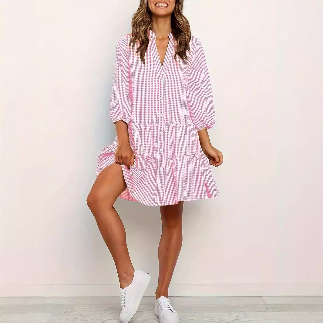 Loose plaid dress, women's Dress