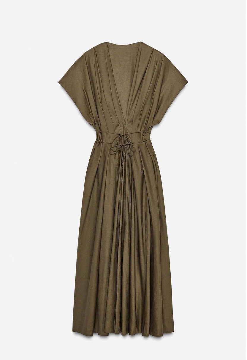Summer women's solid color waist dress temperament commuter slim dress