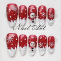 Christmas manicure 10 pieces nail patch Santa Claus wears nail fake nail patch snowman pure handmade