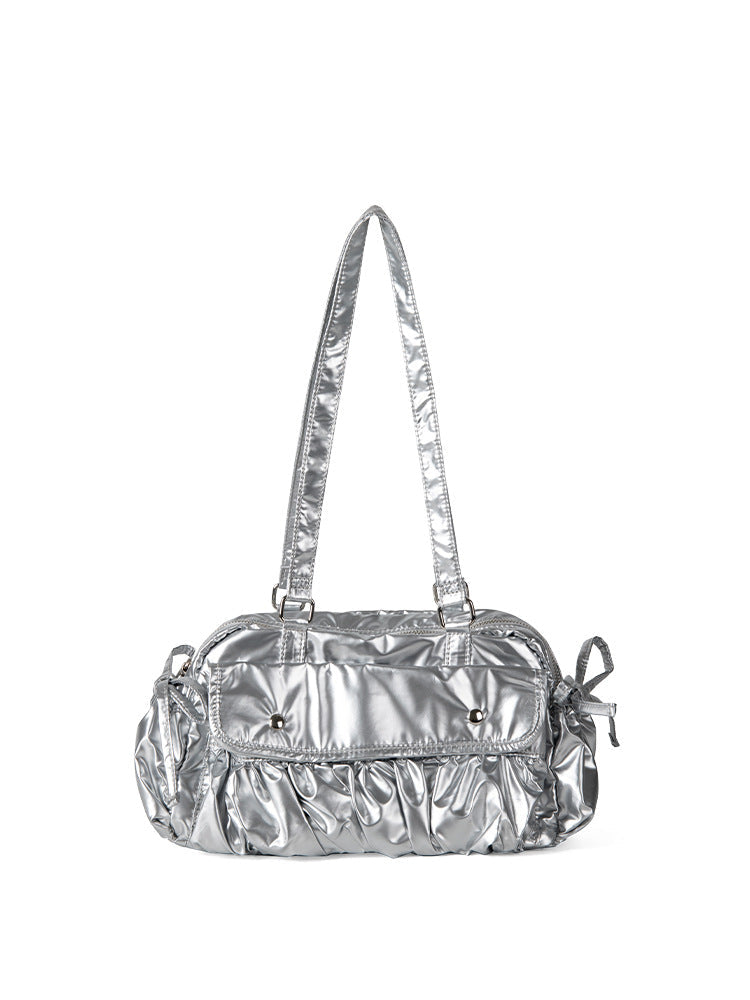 Small shoulder bag for women, pleated nylon shoulder bag, baguette bag, fashionable large capacity shoulder bag for women hobo
