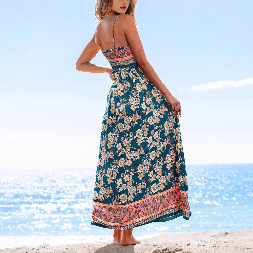 Women's Vacation Casual Printed Suspender Dress