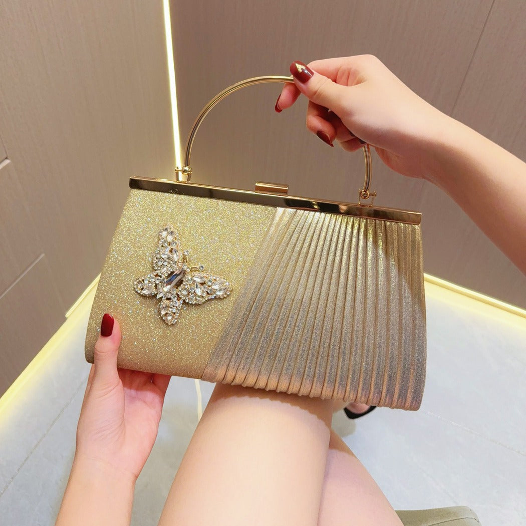 Evening Handbag Wedding bag Clutch bag Dress bag pleated skew dinner party