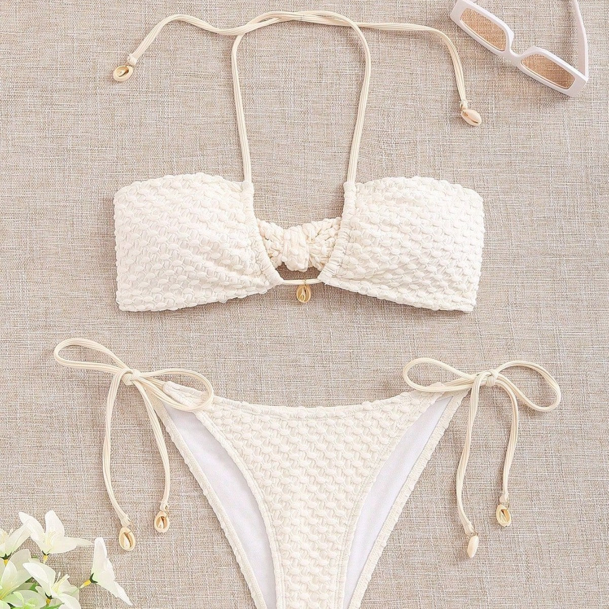 Women's Bikini Two Piece Swimsuit Shell Minimalist Swimsuit Set