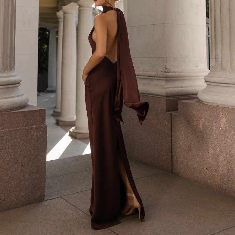 Satin Slip Dress with Low Back