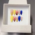 Dopamine candy color HandmadePress on Nails engraved three-dimensional ice flower French beauty