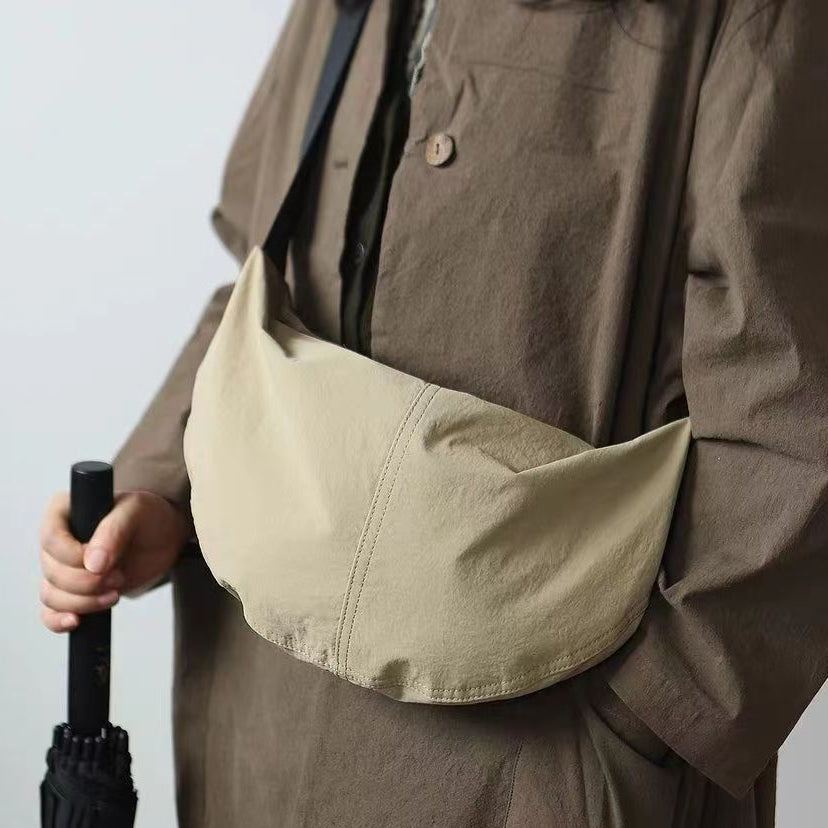 Nylon Bag, Women's Casual Bag, Wide Shoulder Strap Single Shoulder Crossbody Bag, Simple and Lightweight Moon Bag