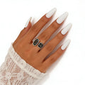 Luxury Acrylic Black Diamond Ring Minimalist Geometric Square Band