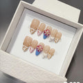 Press on Nails Pure Naked Pink Hand Painted French 3D Carving