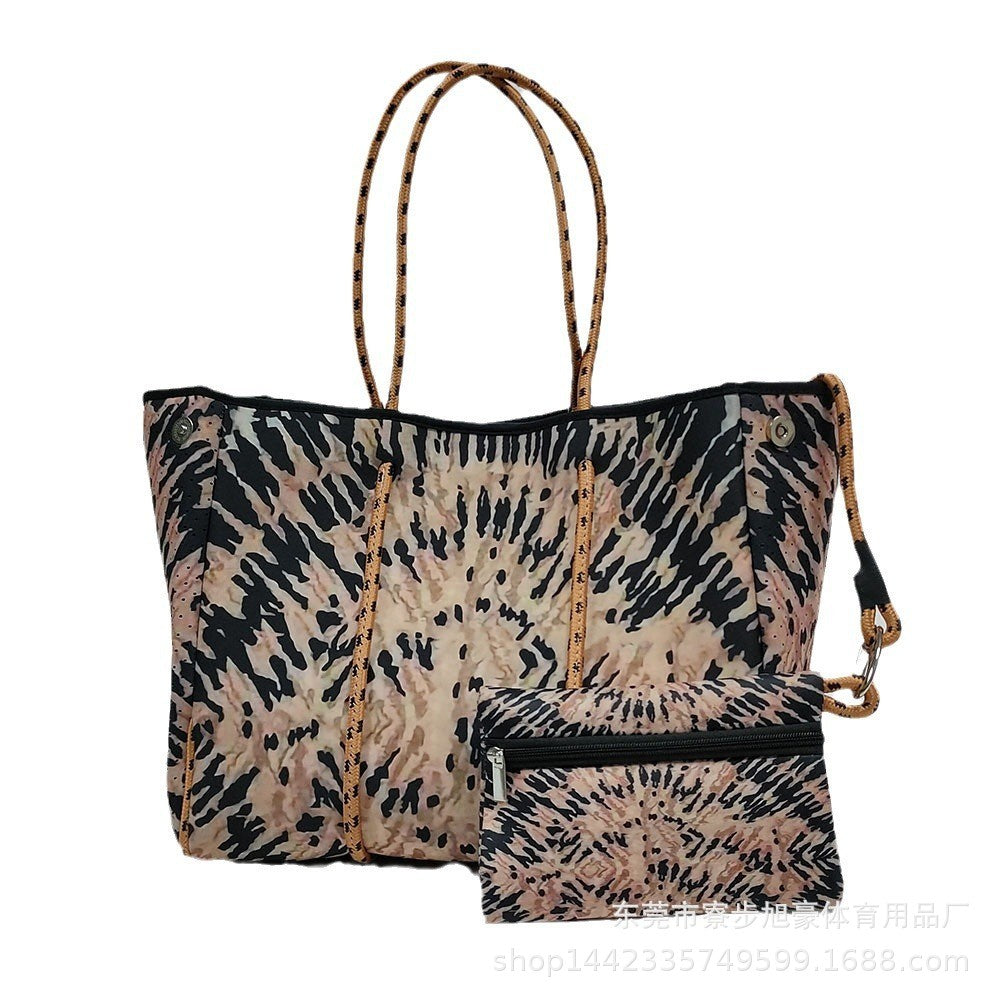 Neoprene Perforated Tote Set – Mother-Child Beach Bag, Water-Resistant Gym & Swim Duffle